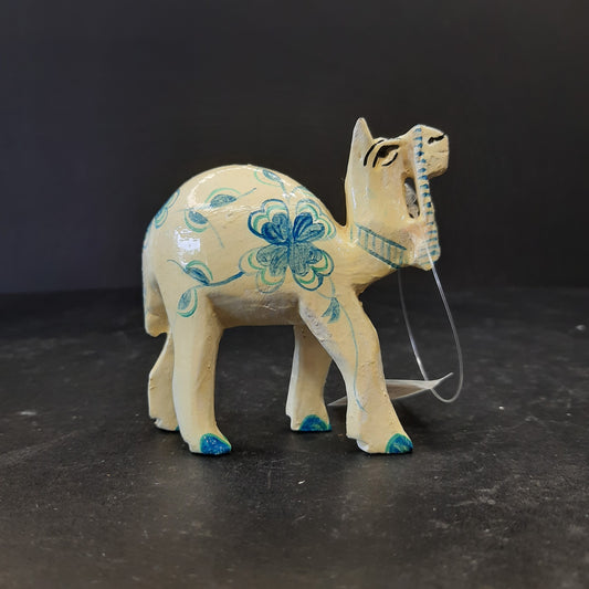 Wooden Camel W/Blue Flower Paint