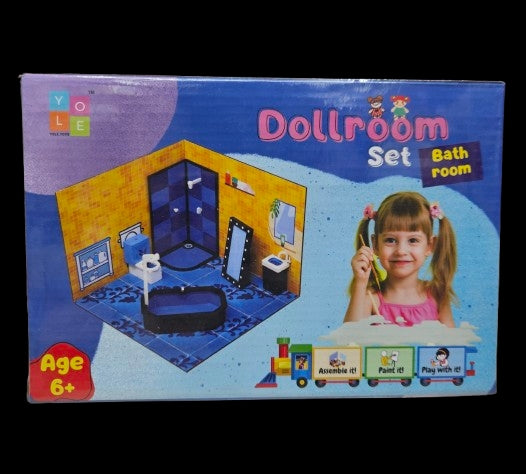 Doll Room Bath room set Assemble it paint it play with it doll room set for 6 years above ages kids