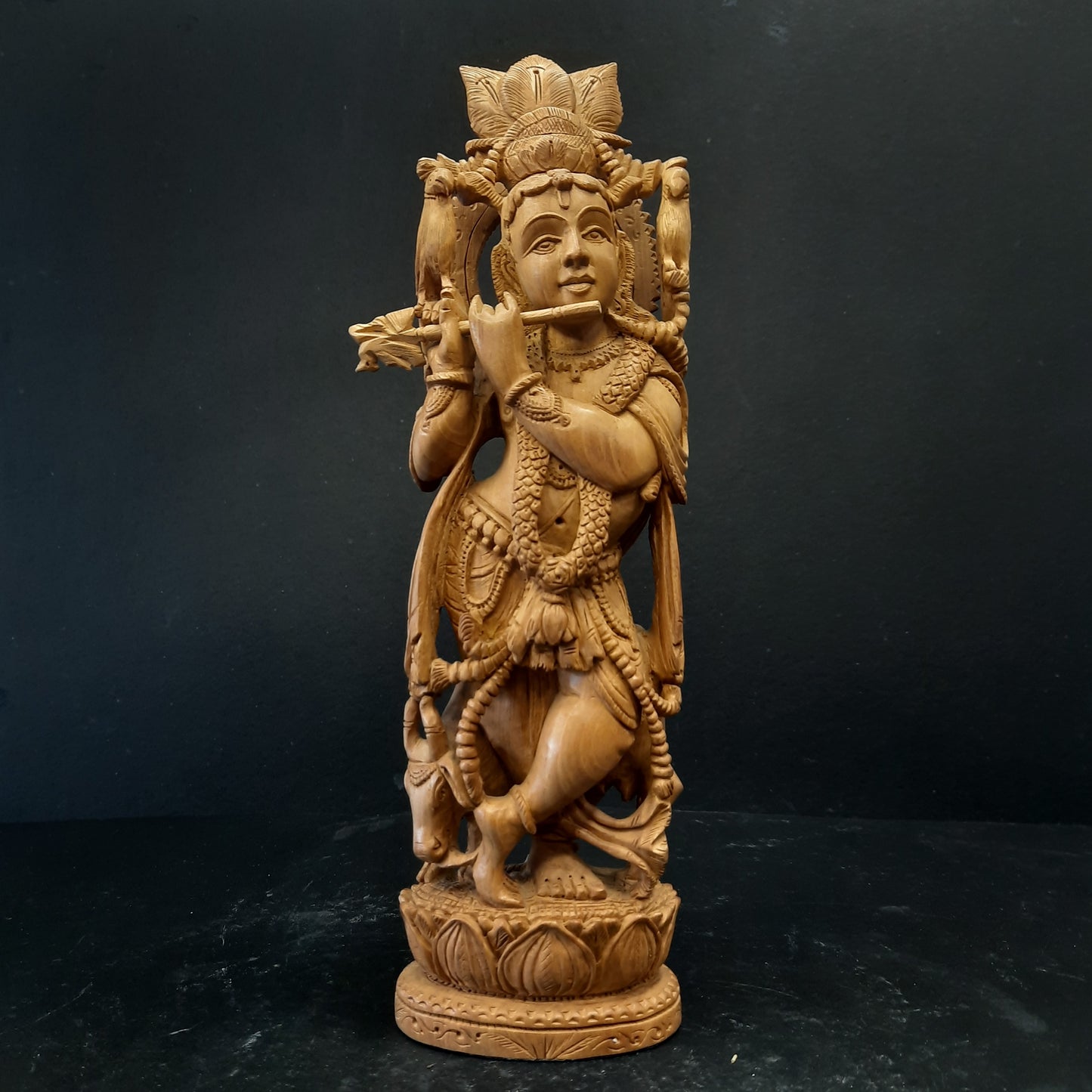 Wooden Krishna Standing Super Fine