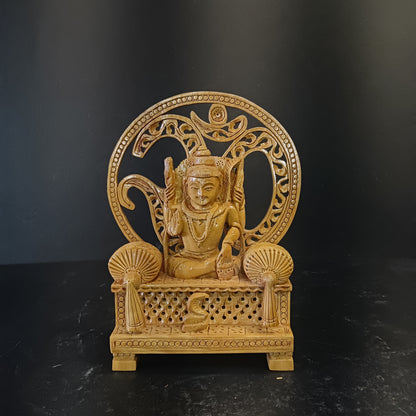 Wooden God Figure on Box Jali W/Om-Shiv