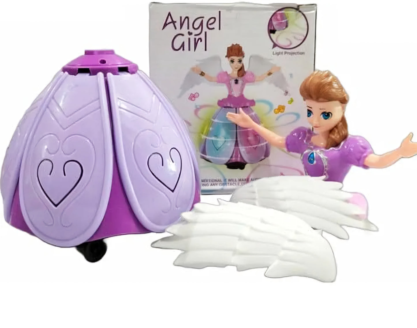 Dancing Miracle Princess Toy Doll with Wings Interactive Revolving Cute Doll Colorful Lights and Music for Girls