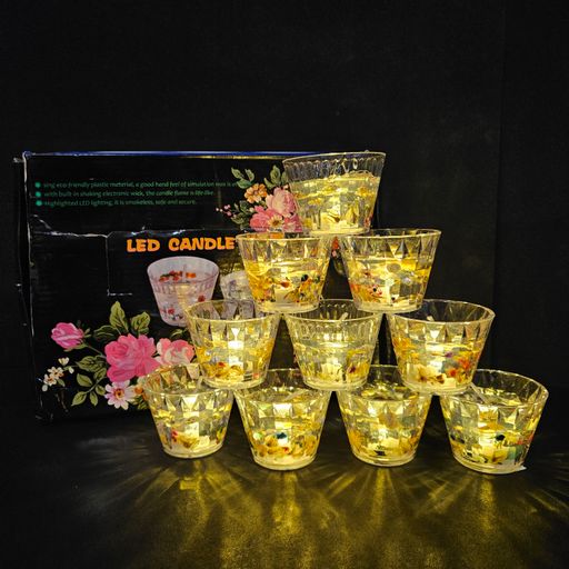 Decorative aroma jelly with flower petals table Candle pack of 12 pieces