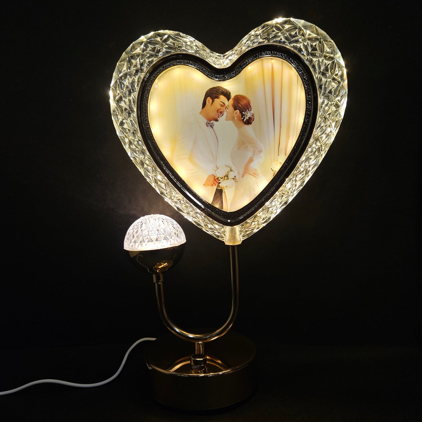 Heart Shape Cystal Lamp Photo Frame for Wedding Gifting love couple photo Valentines Day Gifts