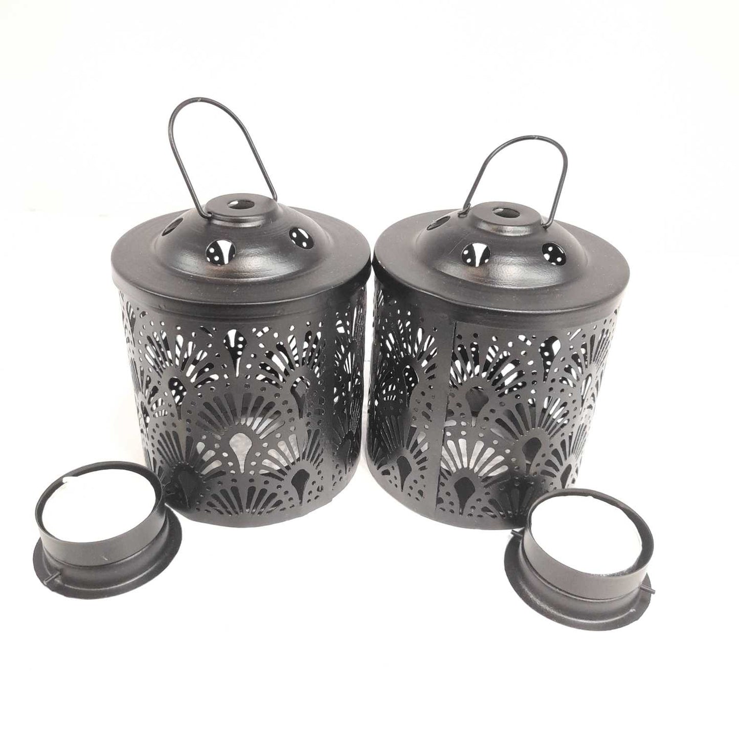 decorative handicraft metal lantern with t-light candle holder