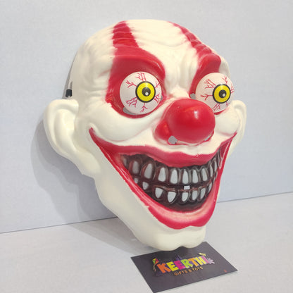 Eyes popped red nose scary clown Facemask