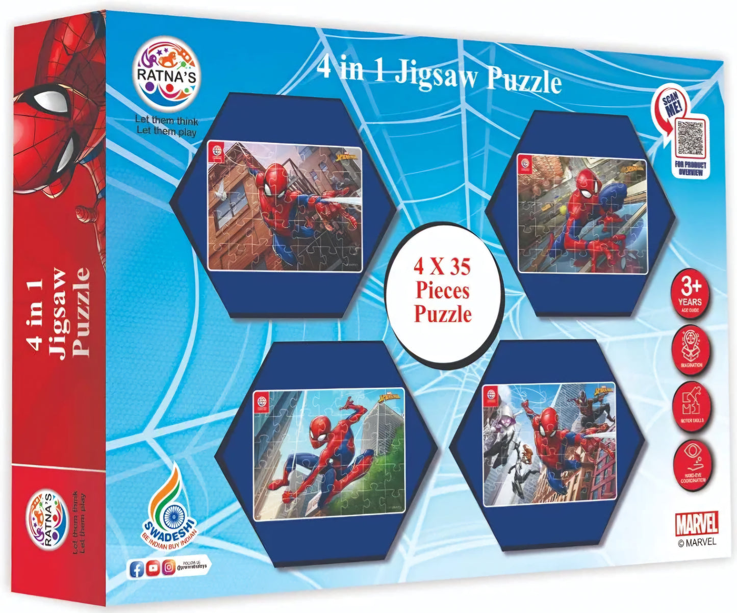 Marvel Spider Man Puzzles 4 in 1 Jigsaw Puzzle Pack for Kids for Age 5 Years Old and Above