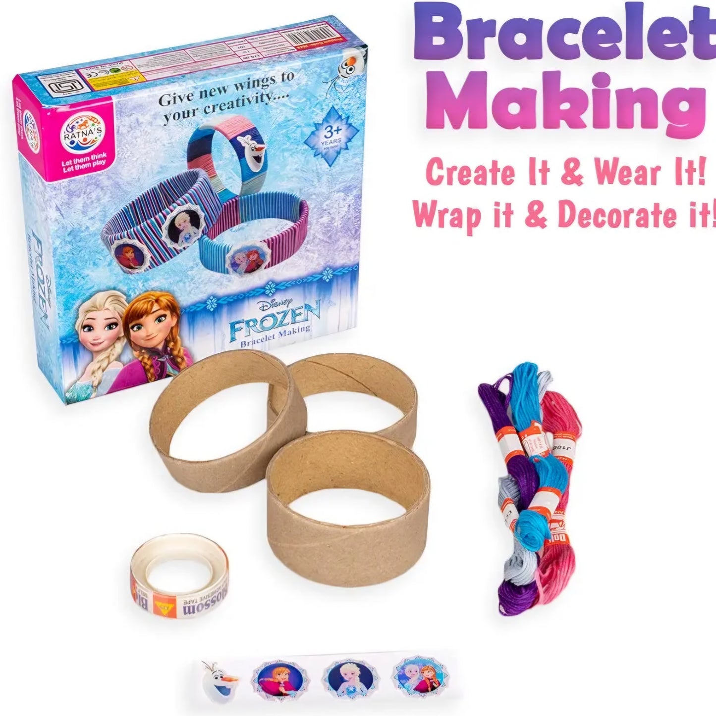 Disney Frozen Bracelet Making Kit using Colourful Tape String and Buttons for Kids