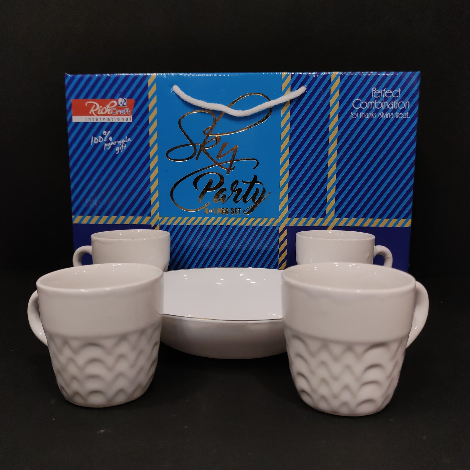 Sky party 4 piece cups set with plastic tray