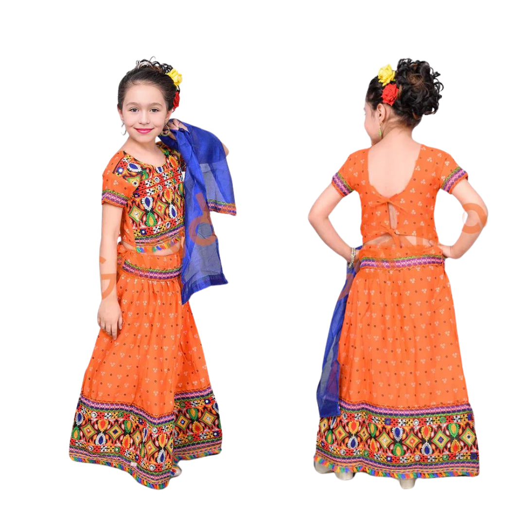 Gujrati Lahenga- Chaniya choli (Orange) - 24 No(4-6Years)