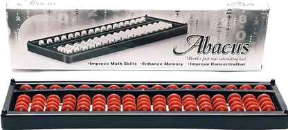 Abacus Study Wooden Bead Counting Frame with 17 Rods Professional Soroban Abacus for math calculations