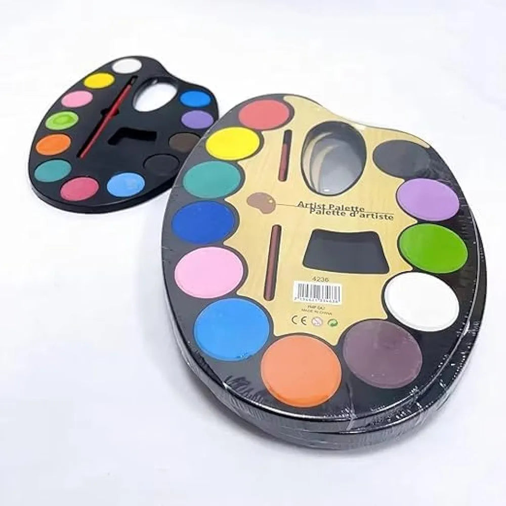 Artist Palette Set Featuring 12 Premium Watercolor Paints, High- Precision Brushe & Integrated Mixing Tray - Ideal for Artists of All Levels Pack