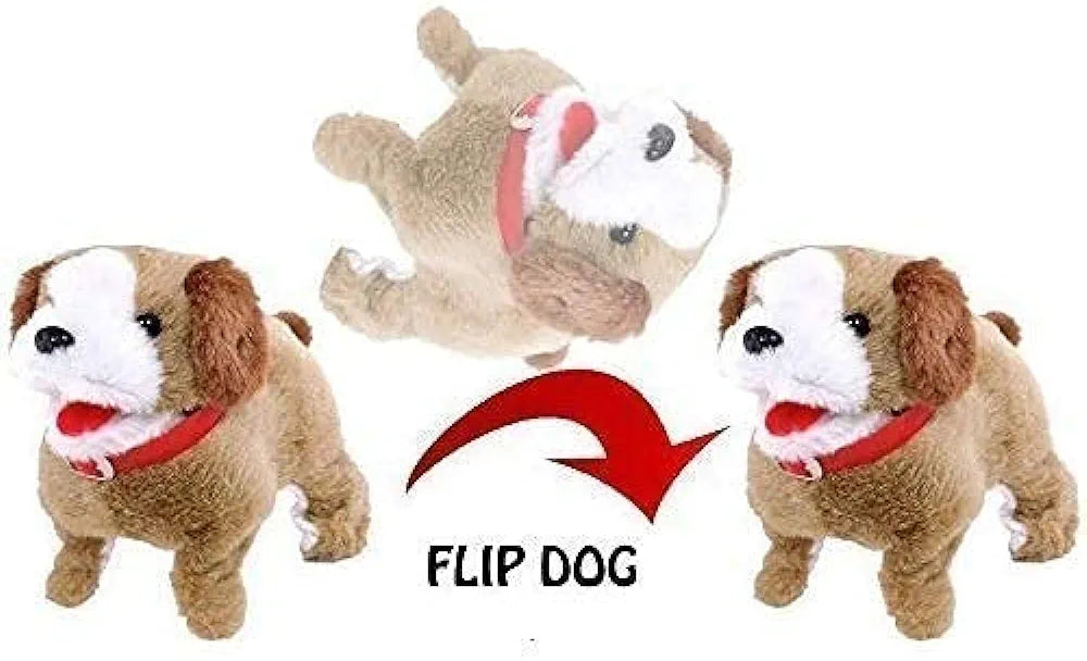 Cute and Attractive Barking Waging Tail Walking and Jumping Puppy Baby Toy Battery Operated Back Flip Jumping Dog with Sound and Music Best Gift for Toddlers and Kids