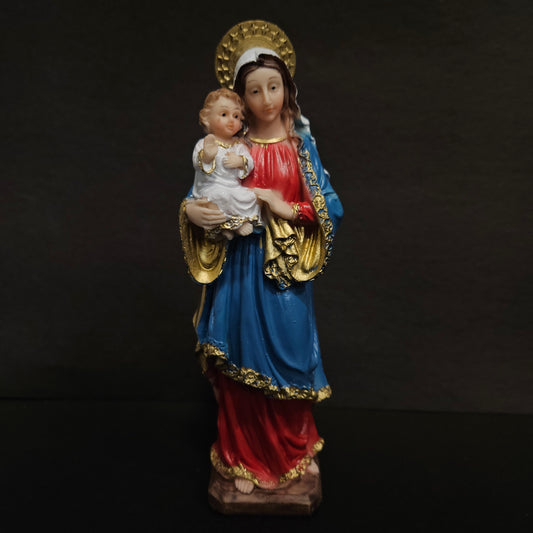 Multicolor Mother Mary Statue Figurine in standing position with child Jesus For Home Decoration