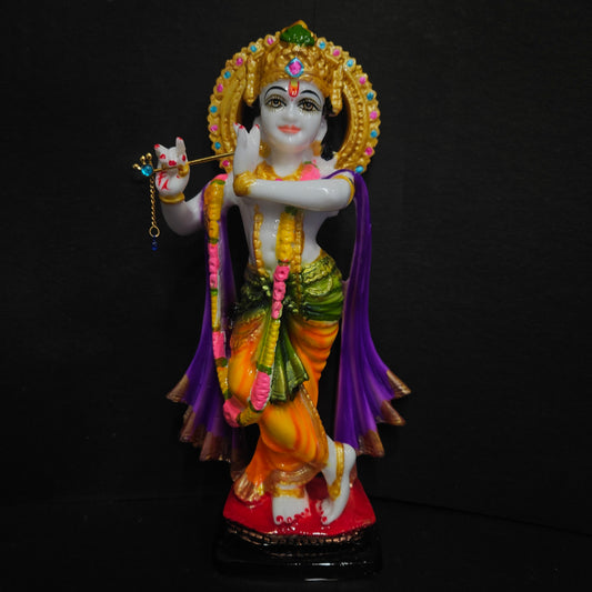 Lord Krishna murti playing flute in standing posture Idol for home pooja