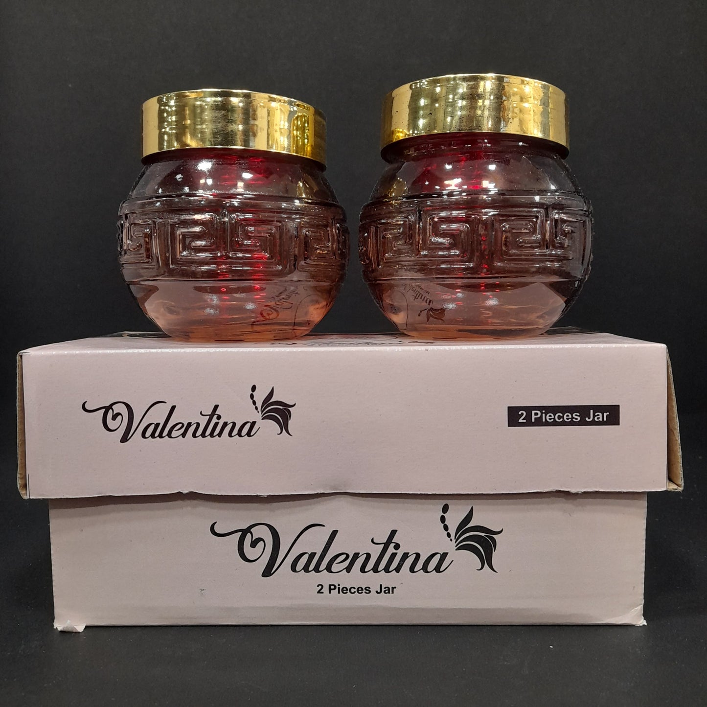 RICHCRAFT VALENTINA 2 GLASS JAR SET WITH LID