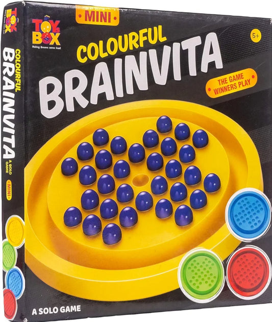 Brainvita Board Game with 32 Glass Marbles for 1Player Board Game Indoor Kids Brain Development Mind Challenging Jumbo Brainvita Game Multicolour