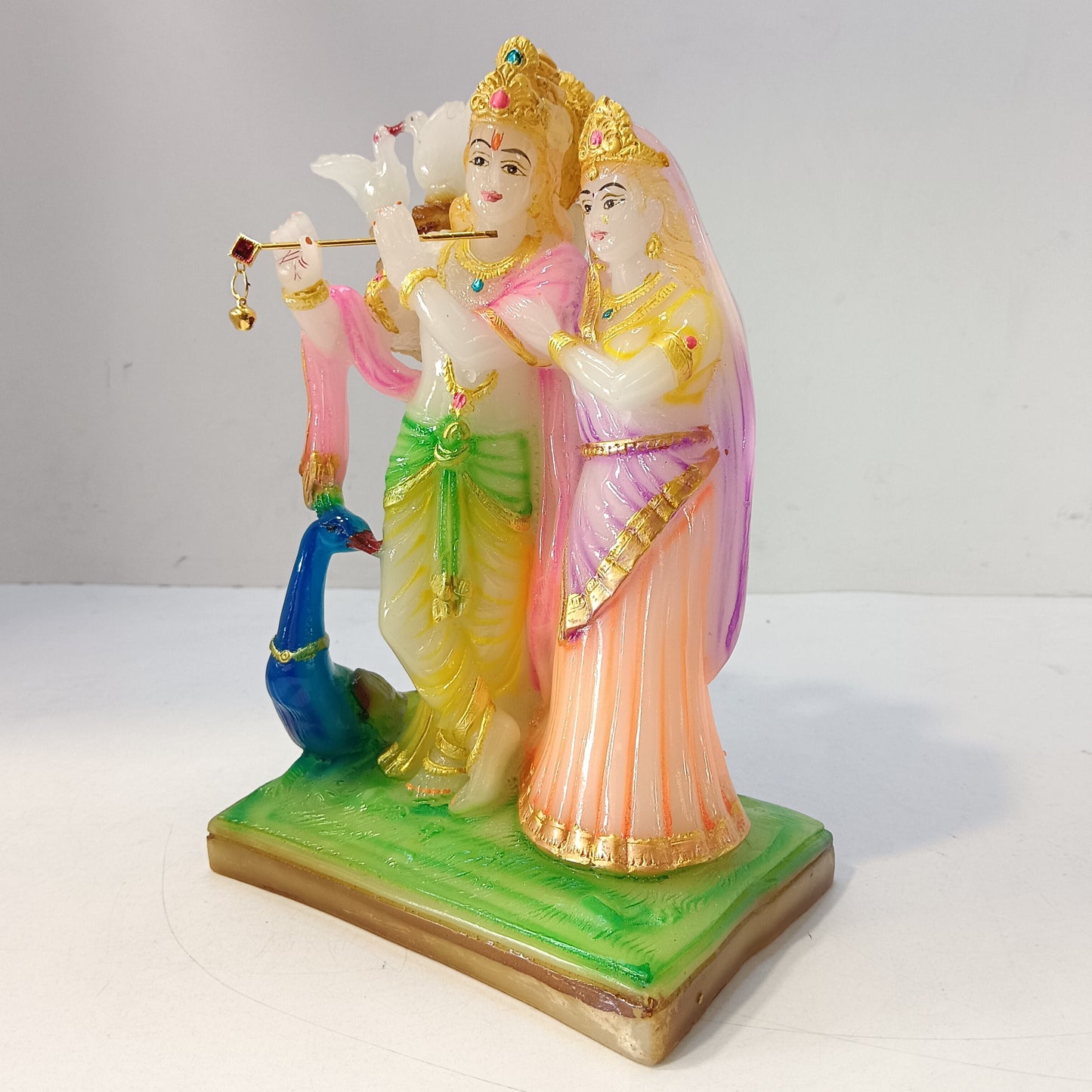 Radha Krishna peacock idol