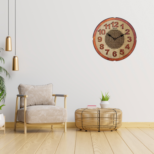 Wooden Fancy Wall Clock Steven Quartz SQ 1410