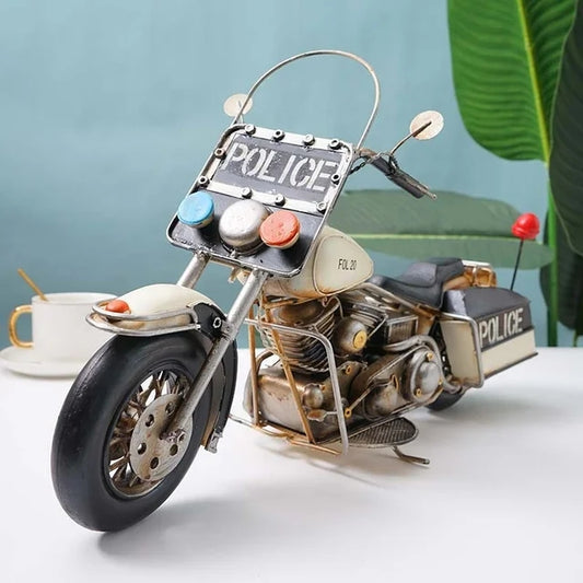 Rustic Home Decor crafts Antique Motorcycle Model Metal Vintage Police Motorbike