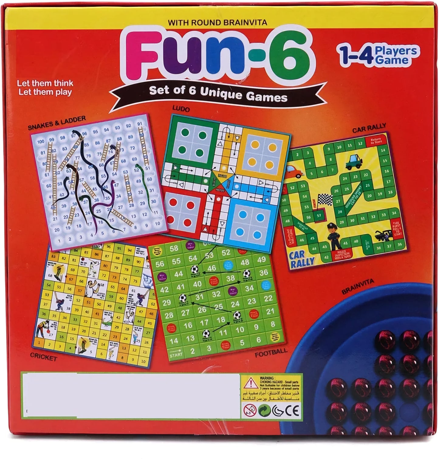 Fun Brainvita Sankes and Ladders Ludo Game Multicolor Set of 6