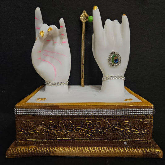 White Hands with Flute Statue for Home Temple Elegant Home Decor Office Decoration and for Gifting