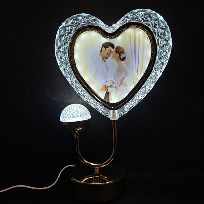 Heart Shape Cystal Lamp Photo Frame for Wedding Gifting love couple photo Valentines Day Gifts