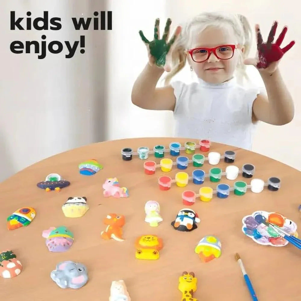 Fridge Magnet Plaster Painting Kit for Kids, Mould and Paint Kits- Plaster Painting Art & Craft Set Unicorn Theme