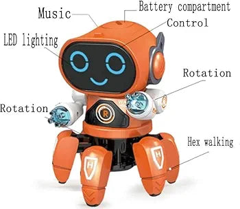 Bot Robot 6 Legged Colorful Lights and Music All Direction Movement Dancing Robot Toys for Boys and Girls