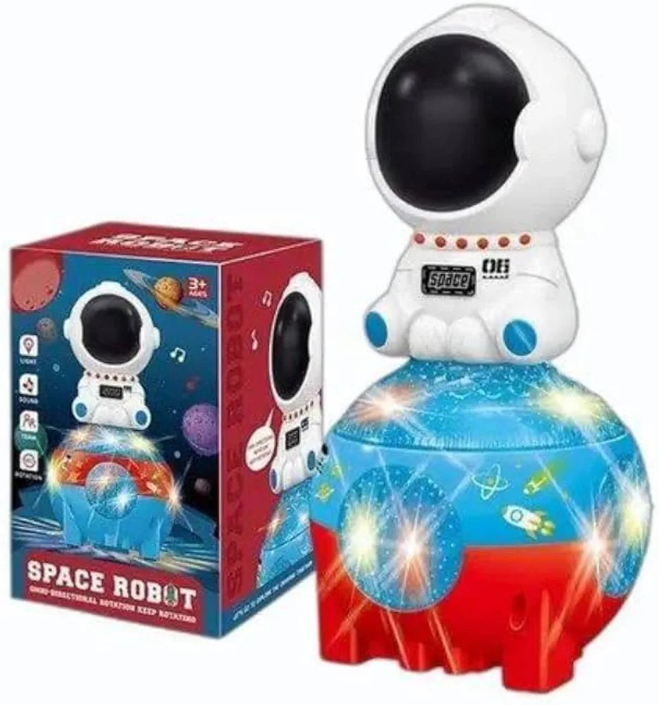 baby education 360 rotating space robot toy led lights sound toy robots