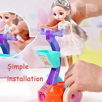 Fashion Beautiful Doll Toy Electric Princess Toy With Music And lights Princess Balance handle hoverboard For Girl