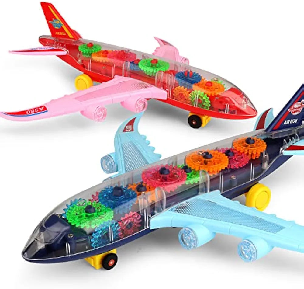 Electric Flash Music Toy Transparent Plane Universal Plane toy for kids