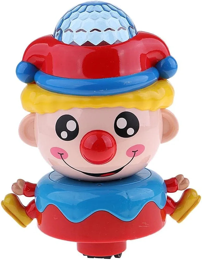 Trending Kids Battery Powered Adorable 360 Degree Rotation Clown Toy Avoid Obstacles with Lights and Music