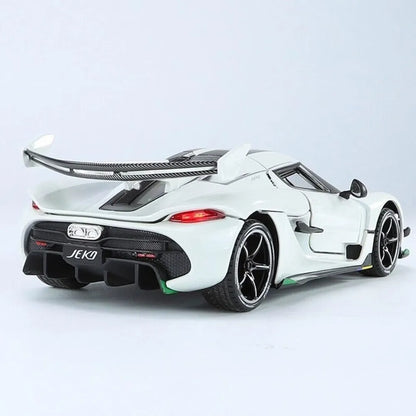 Koenigsegg One Model Car Sports Car Alloy Metal Pull Back Car Diecast Metal Pullback Toy Car with Openable Doors & Light Music Toys for kids