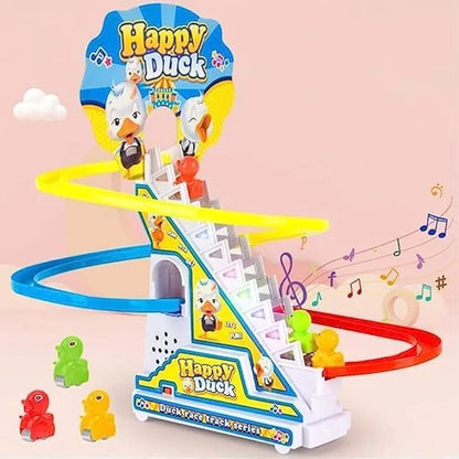 Duck Slide Toy Set Funny Automatic Stair Climbing Ducklings Cartoon Race Track Set Little Lovely Duck Slide Toy Escalator Toy For kids