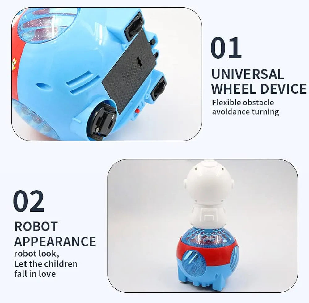 baby education 360 rotating space robot toy led lights sound toy robots