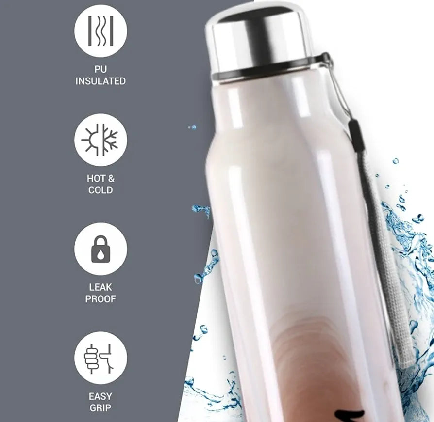 Milton Water Bottle Steel Marble 900 Inner Stainless Steel Hot & Cold Bottle, 630 ml, Leak Proof, Ideal for Home, Office, Gym, Travelling