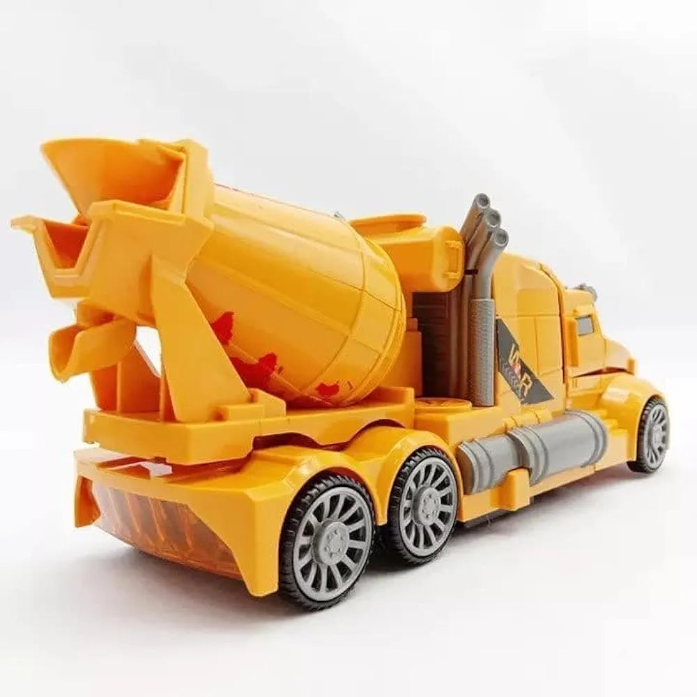 Engineering Series Deformation Vehicle for Kids Pull Back Vehicles Toy Trucks Deformation Bulldozer and Mud Tanker with Light and Sound Kids Return Gift