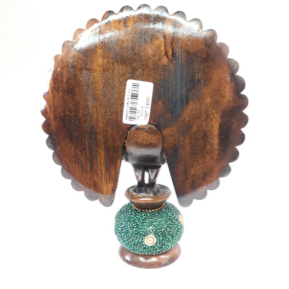 Wooden Peacock W/Gold Chitton Work Oxod.