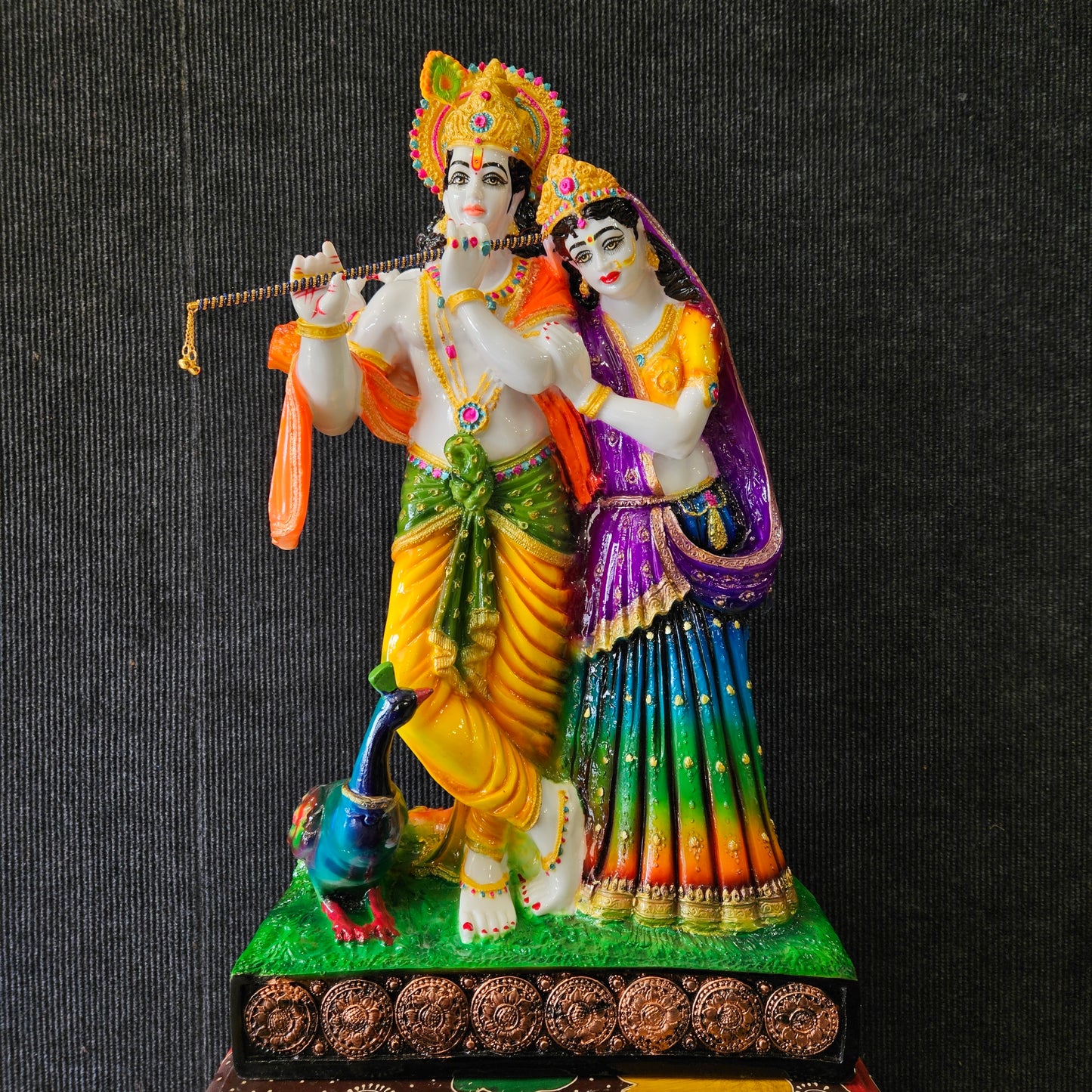 Peacock Radha Krishna Murti for Gift Lord Radha Krishna Murti for Home Pooja Temple Lord Radha Krishna Statue Home Decorative Showpiece