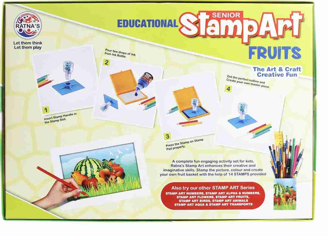 Educational Art and Craft Stamp Art Fruit Small with 6 Different Fruit Stamps for Kids Ages 3