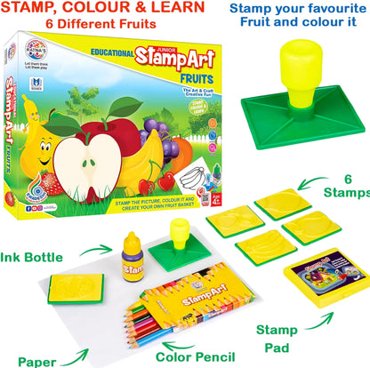 Educational Art and Craft Stamp Art Fruit Small with 6 Different Fruit Stamps for Kids above 3 years Ages