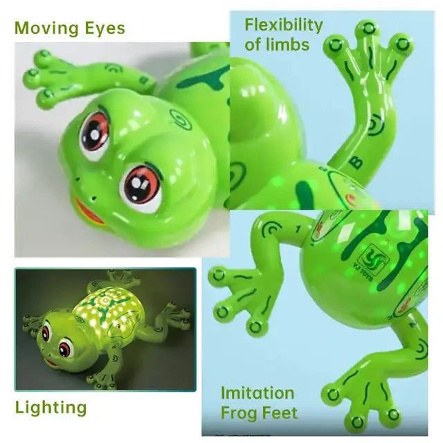 Electric frog toy Music colourful 360 degrees rotatable Lights obstacle avoidance walking car toy for kids