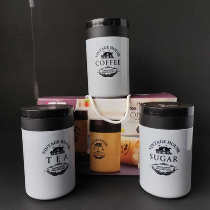 tea coffee sugar canister 3 pieces set of storage containers