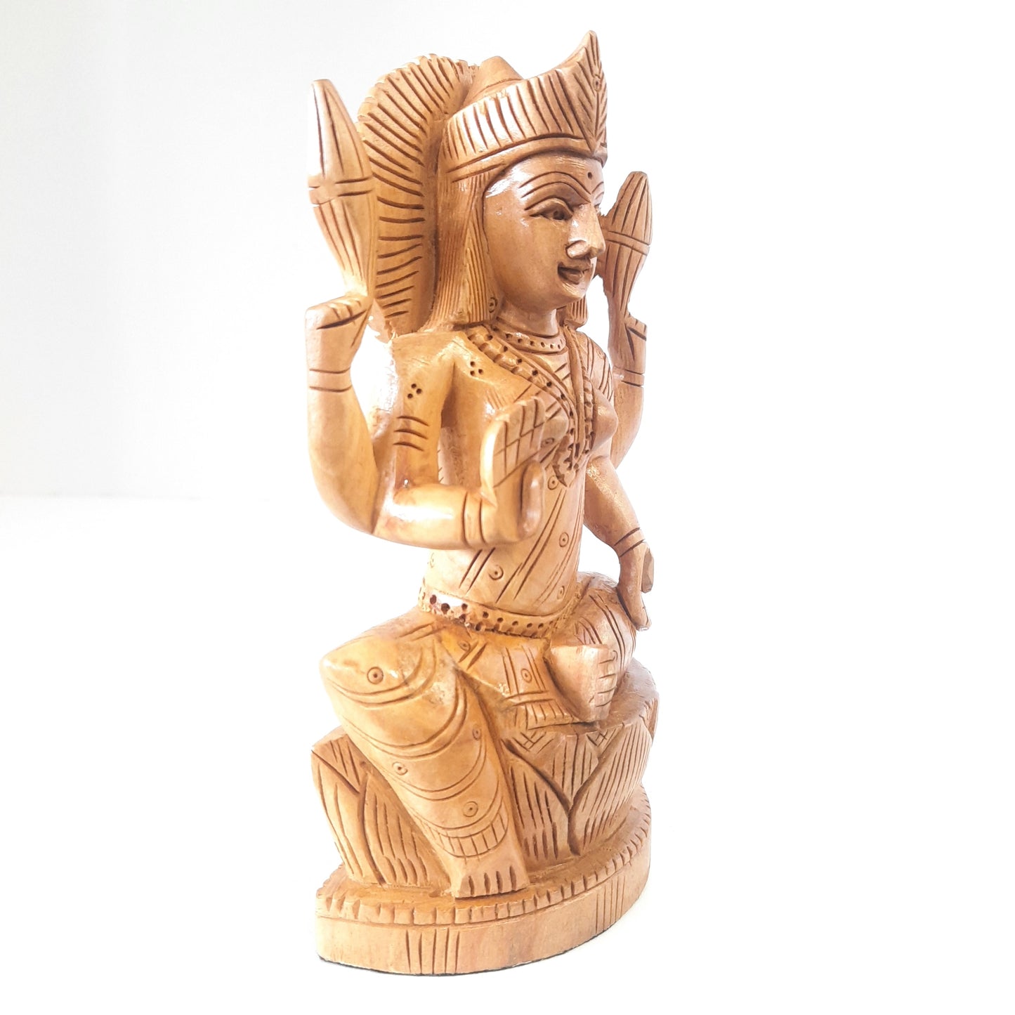 Wooden Saraswati Figure Sitting Super Fine