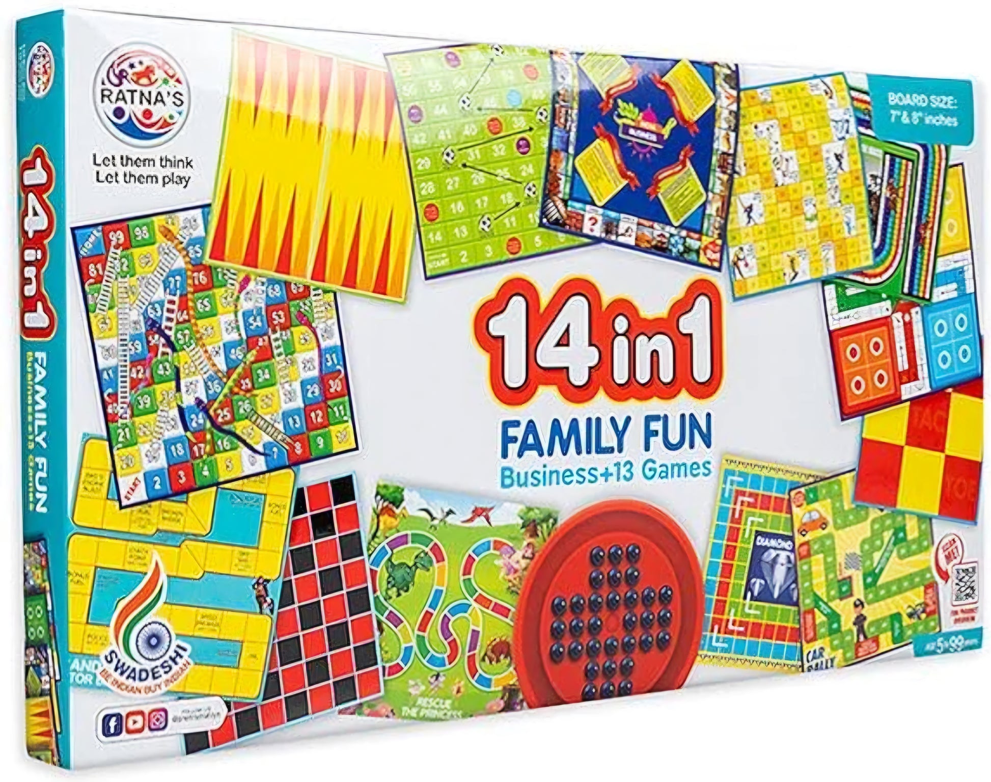 New 14 in 1 Board Game Ludo Snakes and Ladders Business Car Rally Diamond Mine FAMILY FUN GAME