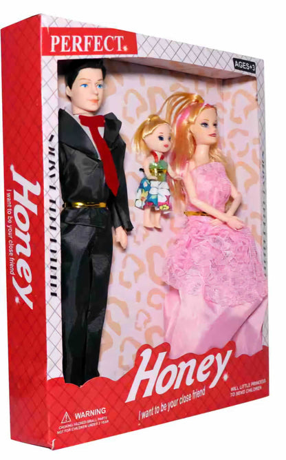 Honey Couple Doll Set with Accessories for Kids Girls with Foldable Hands for Baby Girls