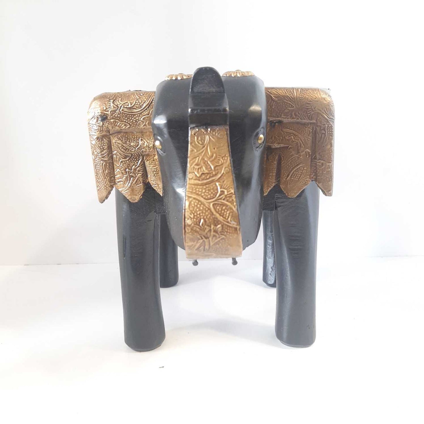 Brass plate desigined elephant stool