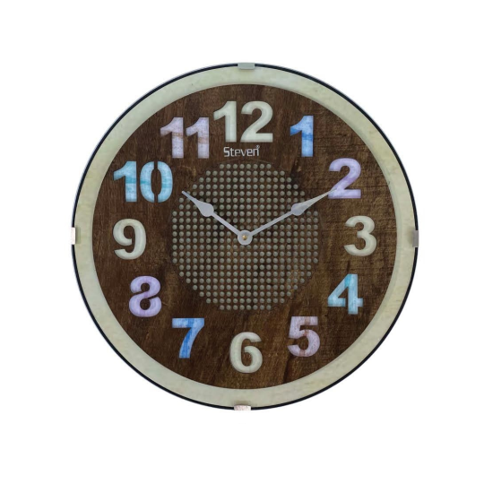 Wooden Fancy Wall Clock Steven Quartz SQ 1410