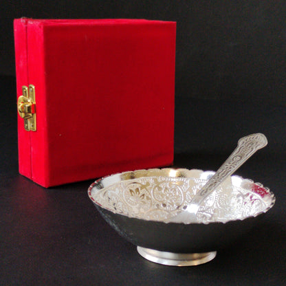 Silver Plated Serving Bowl with Velvet Box for return gift