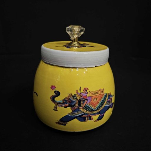 Enemal work royal rajasthani elephant design Pichwai jar